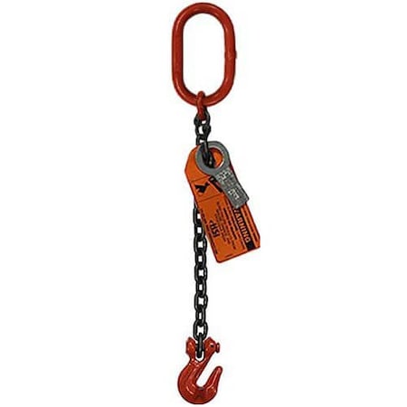 Hsi Sngl Leg Chain Slng, 9/32 in dia, 6ft L, Oblong Link to Grab Hook, 4,300lb Lmt 10SOG9/32-06